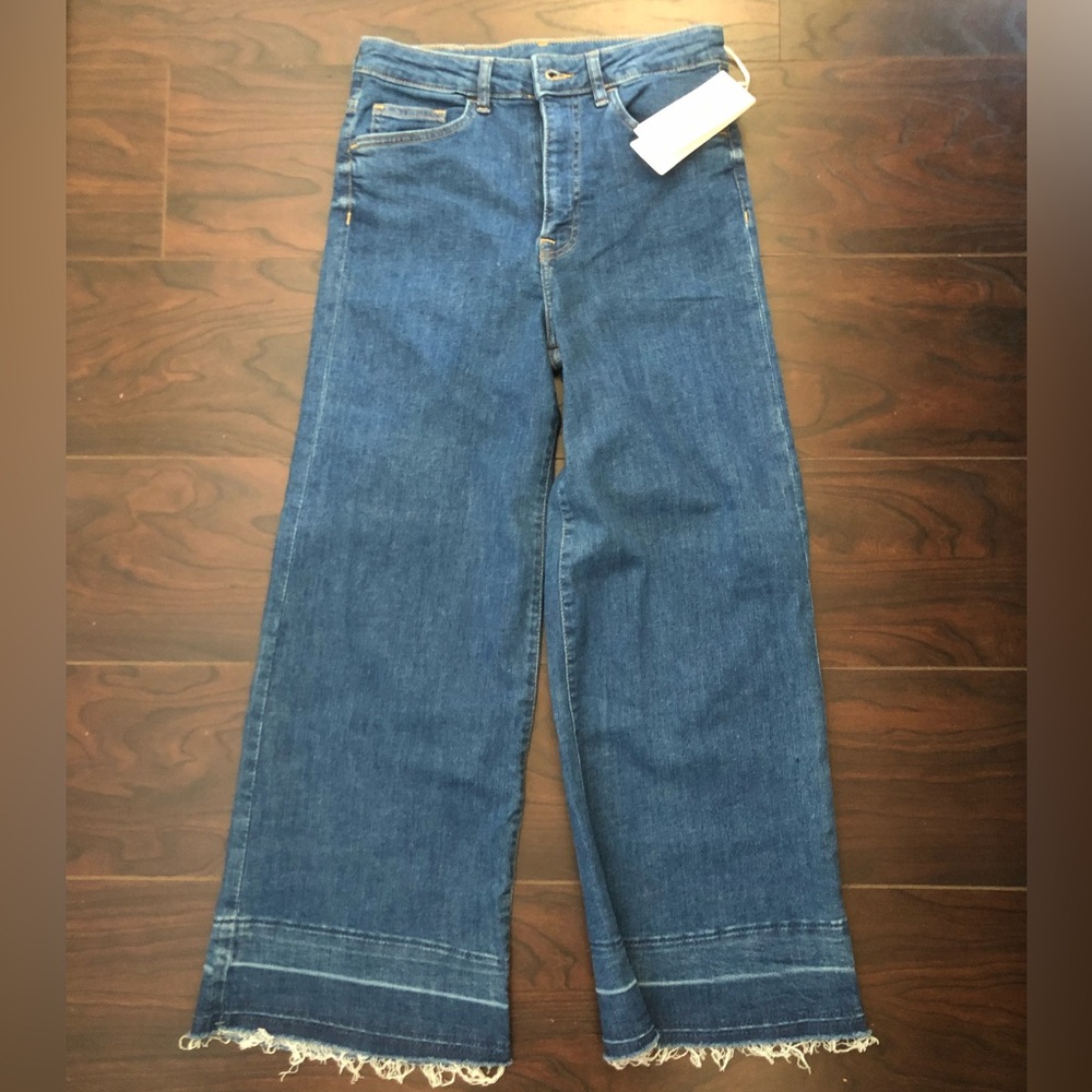 NWT H&M DENIM CULOTTES, w/raw edge hem